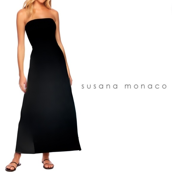 Susana Monaco Revolve Flare Tube Maxi Dress - Black - Size XS - Picture 1 of 5